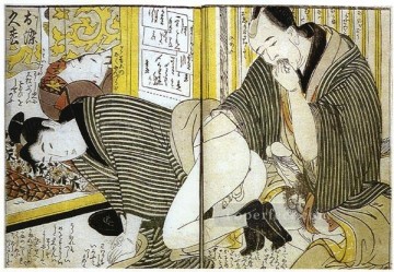 Nude Painting - Client Lubricating a Prostitute Kitagawa Utamaro Sexual